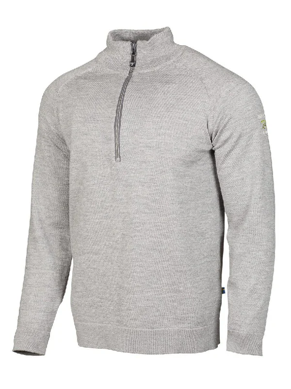 JOJJE HALF ZIP, 100% MERINOWOLLE — GREY MARL