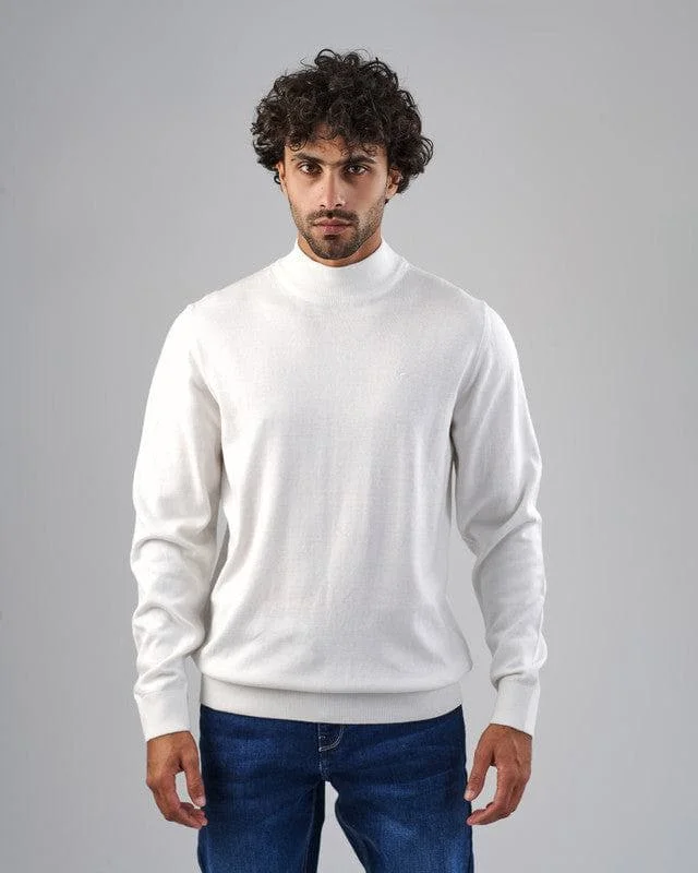 BASIC HIGH NECK SWEATER  - OFF WHITE