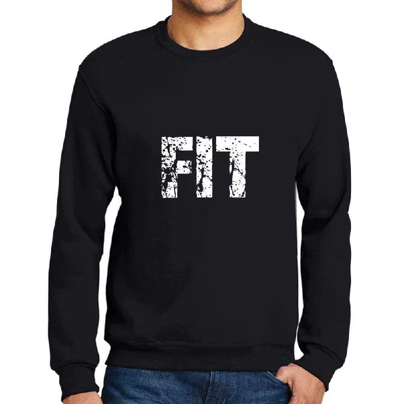 Men's Printed Graphic Sweatshirt Popular Words FIT Deep Black