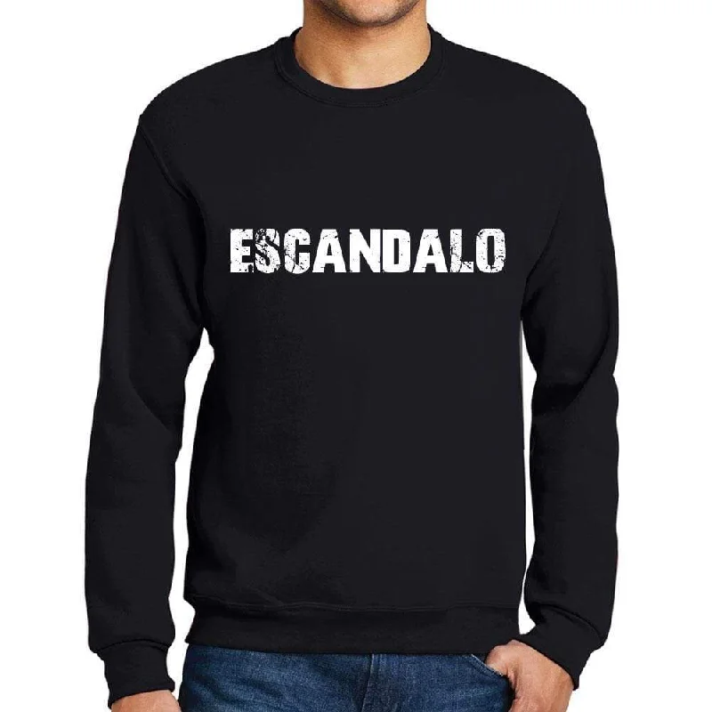 Men's Printed Graphic Sweatshirt Popular Words ESCANDALO Deep Black