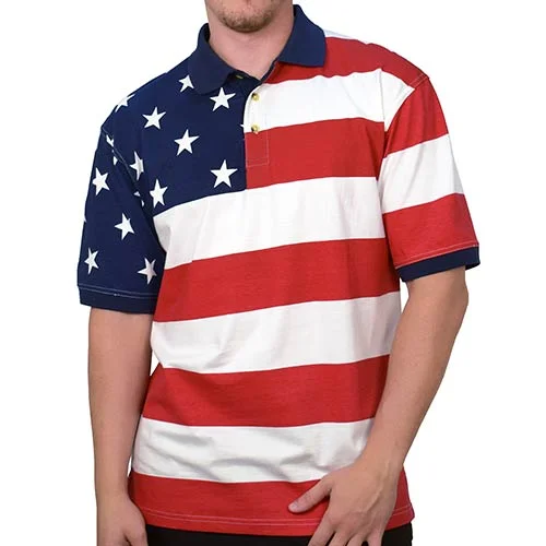 Men's American Flag 100% Cotton Polo Shirt