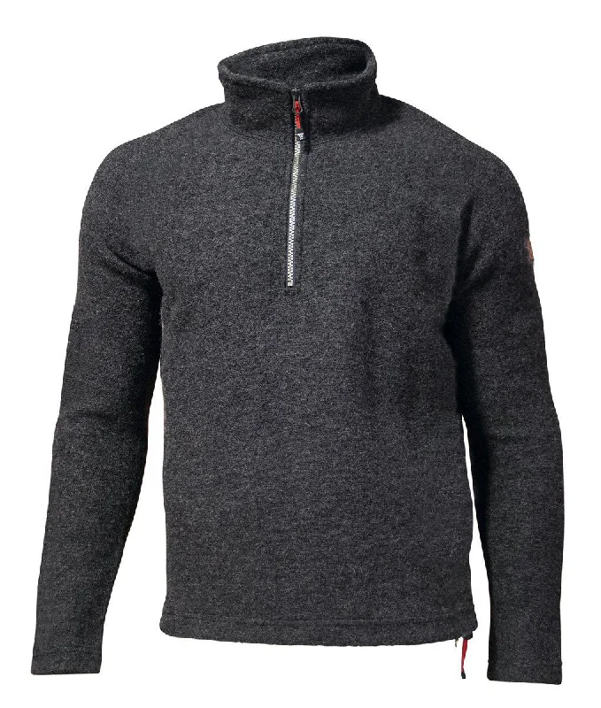 BRODAL HALF ZIP, 100% WOLLE — GRAPHITE MARL