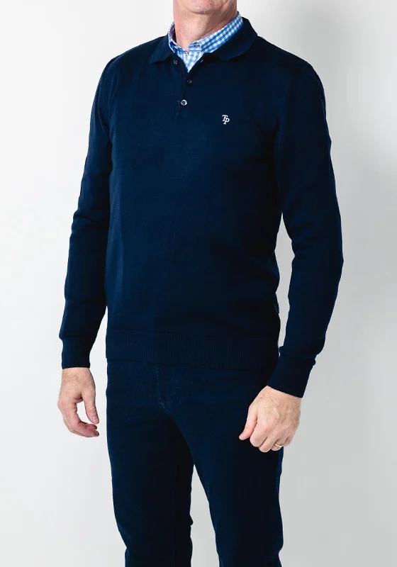 Tom Penn Long Sleeve Polo Shirt, Navy