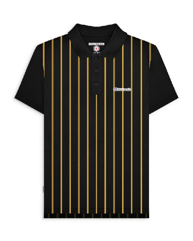 Lambretta Men's SS1027 Pinstripe Polo Shirt Black