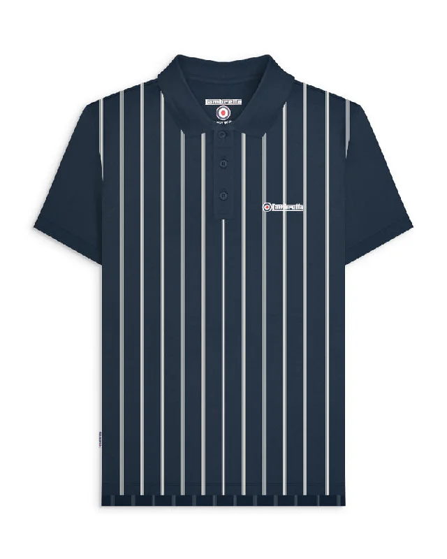 Lambretta Men's SS1027 Pinstripe Polo Shirt Navy Blue