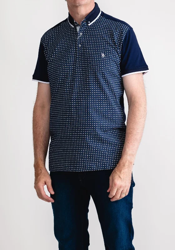 Tom Penn Geometric Dot Print Polo Shirt, Navy