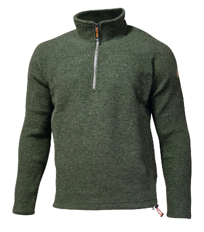 BRODAL HALF ZIP, 100% WOLLE — LODEN GREEN