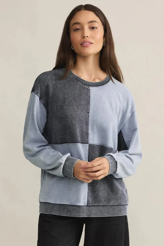 Z Supply: Fair & Square Denim Sweatshirt in Washed Indigo