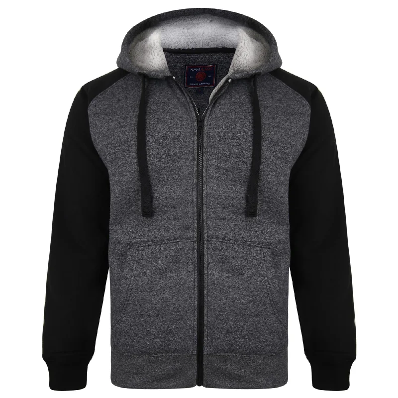 Kam Aw21 Sherpa Ragland Sleeves Hoodie In Black and Navy in 2XL-8XL