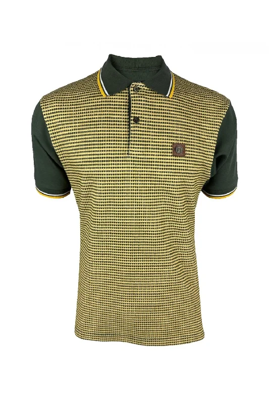 Trojan Records Men's TR8824 SS Birdseye Panel Polo Shirt Army Green