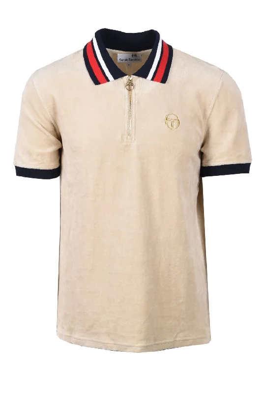 Sergio Tacchini Men's SS Mahony Velour Polo Shirt Pelican