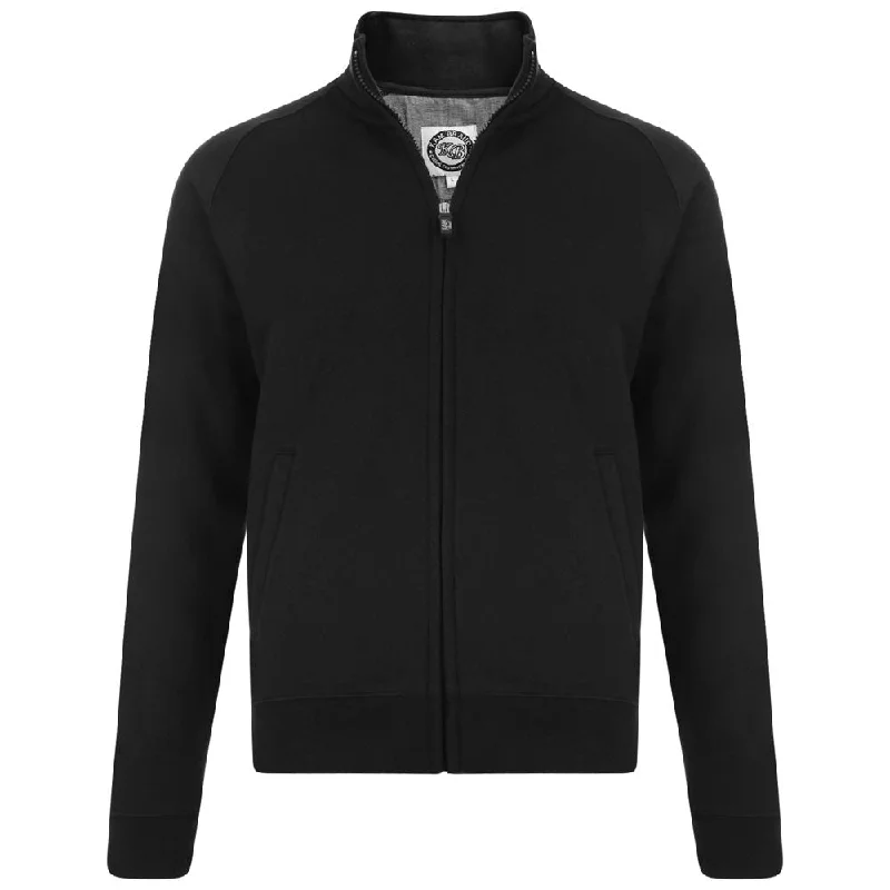 KAM Cotton Rich Fleece Full Zip Sweat Top in Black