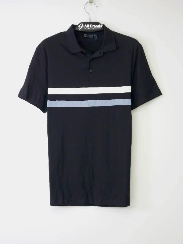 Men's Striped Polo Shirt,Black