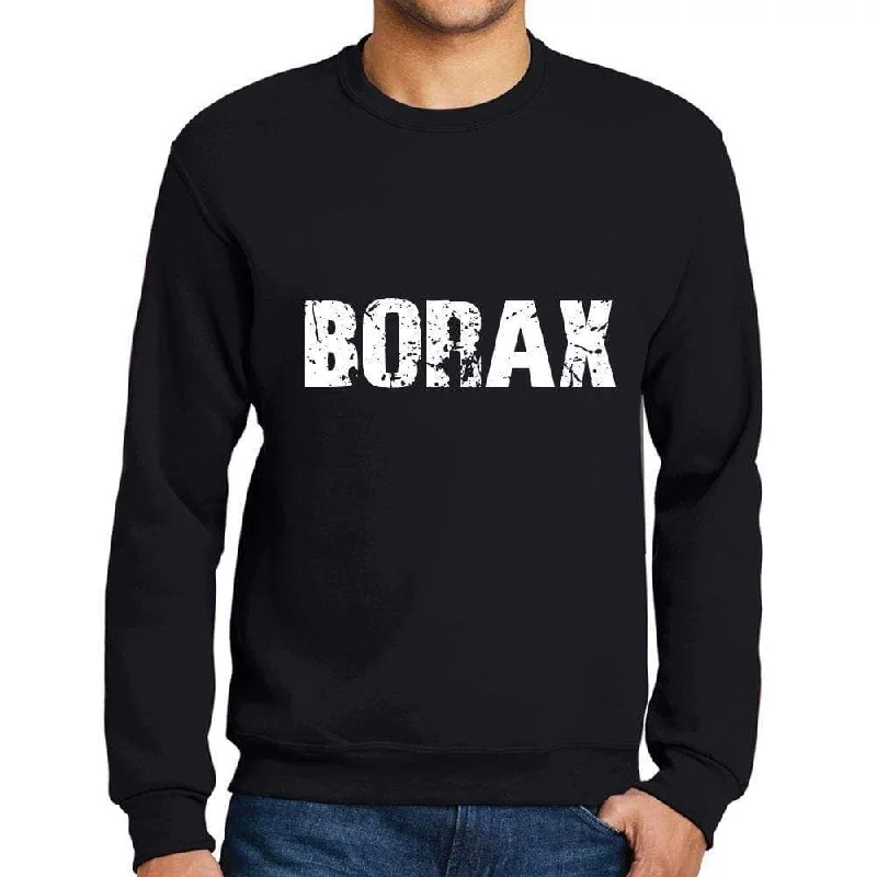 Men's Printed Graphic Sweatshirt Popular Words BORAX Deep Black