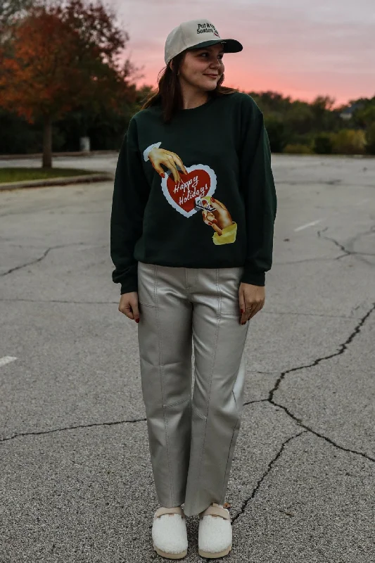 Madley: "Happy Holiday's" Sweatshirt in Dark Green