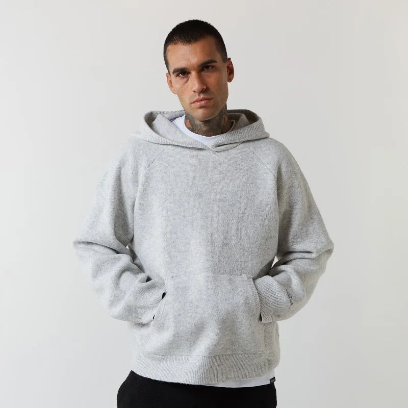 Knitted Hoodie | Light Grey Marl