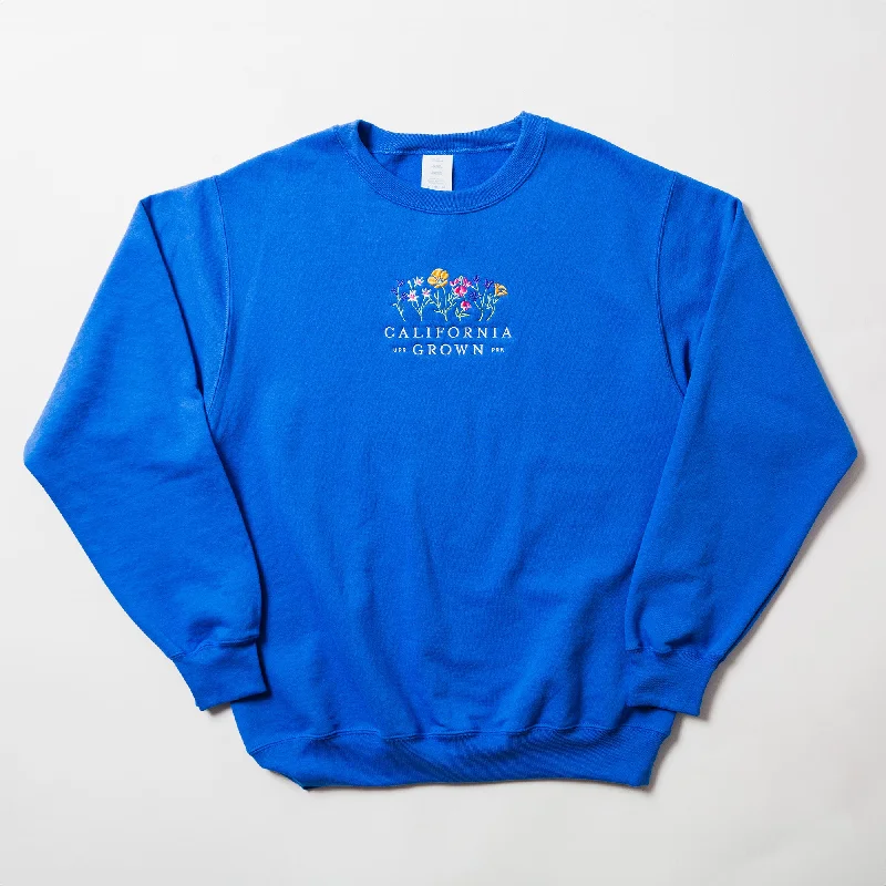 California Wildflowers Embroidered Thrifty Crew Sweater