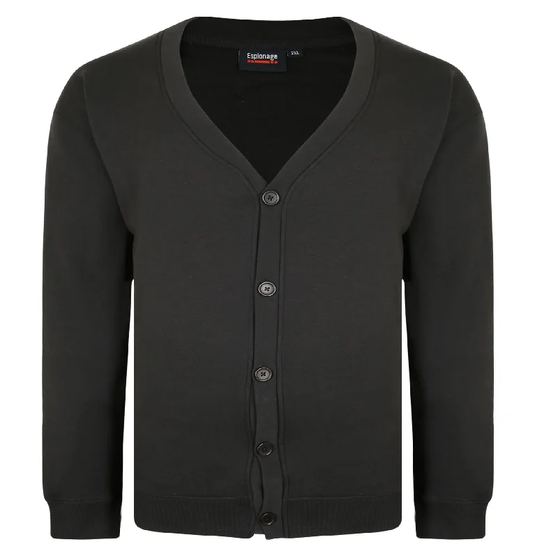 Espionage 5 Button Classic Sweatshirt Cardigan in 2XL-6XL