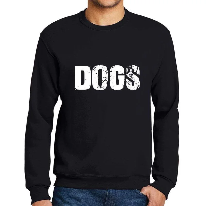 Men's Printed Graphic Sweatshirt Popular Words DOGS Deep Black