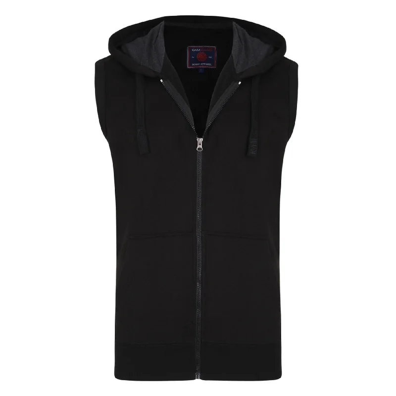 KAM Mens Big Size Sleeveless Zip Thru Hoody