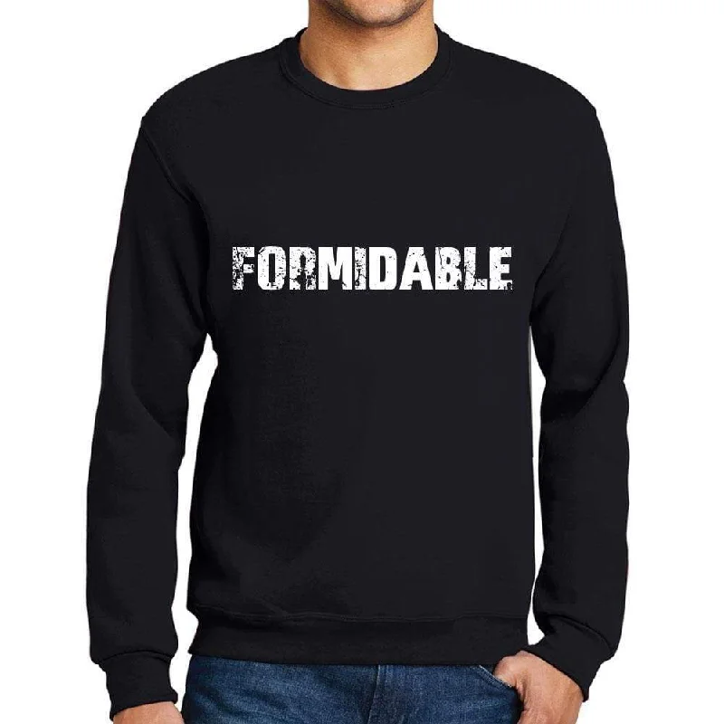 Men's Printed Graphic Sweatshirt Popular Words FORMIDABLE Deep Black