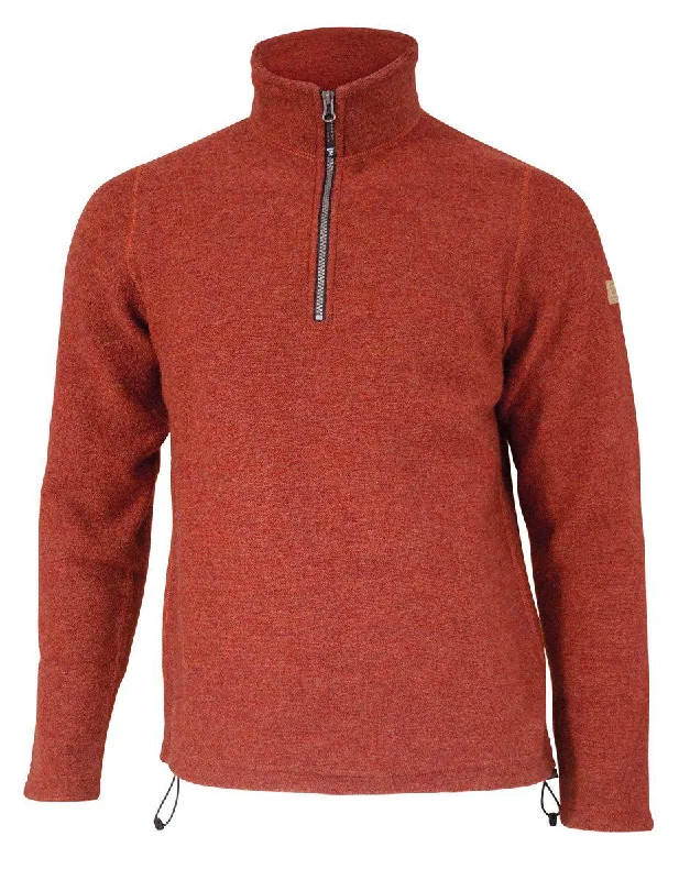 BRODAL HALF ZIP, 100% WOLLE — RUST