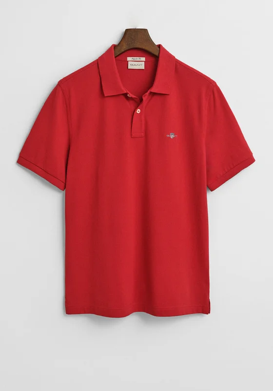 Gant Shield Pique Polo Shirt, Ruby Red