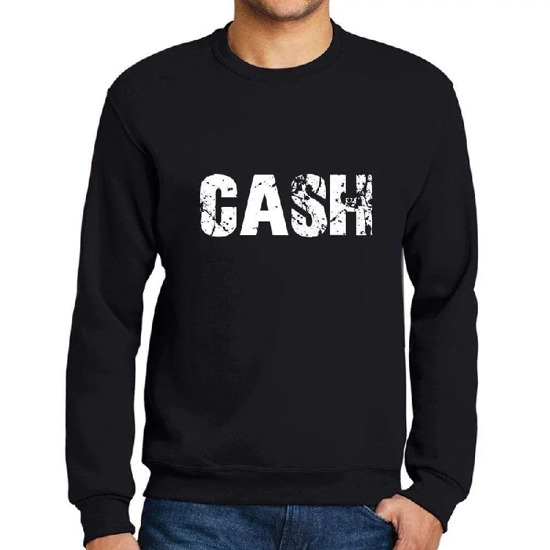 Men's Printed Graphic Sweatshirt Popular Words CASH Deep Black