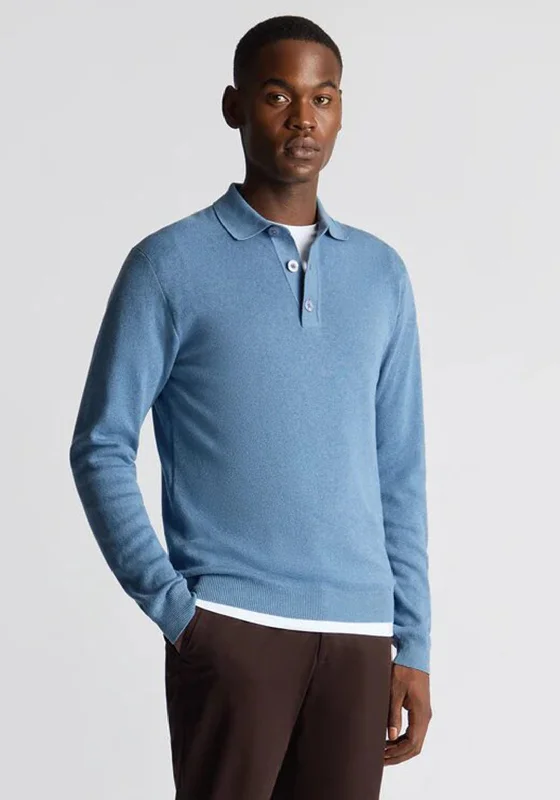 Remus Uomo Long Sleeve Polo Shirt, Sky Blue