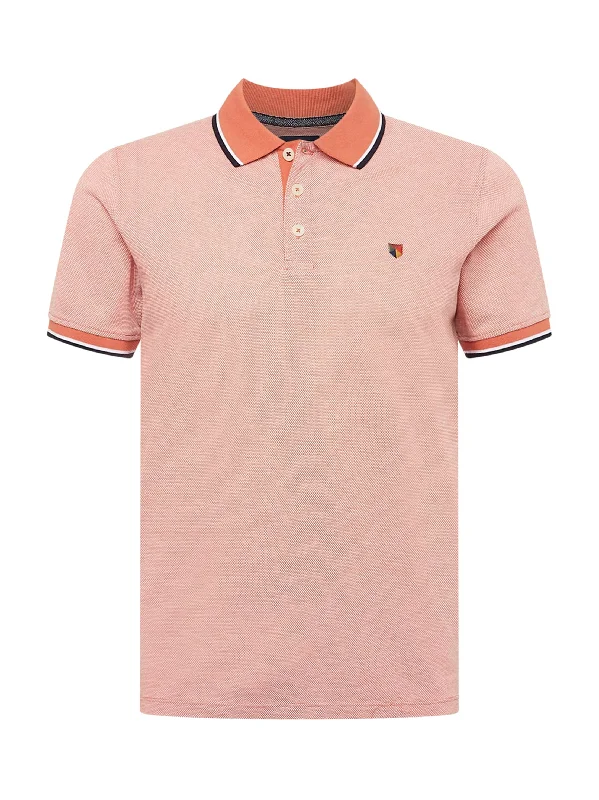 Men's Textured Polo Shirt,Peach