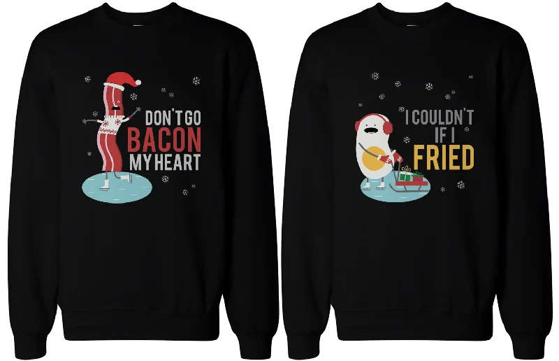 Bacon and Egg Couple SweatShirts Funny Graphic Sweaters for Winter