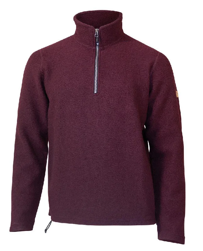 BRODAL HALF ZIP, 100% WOLLE — RUBY WINE