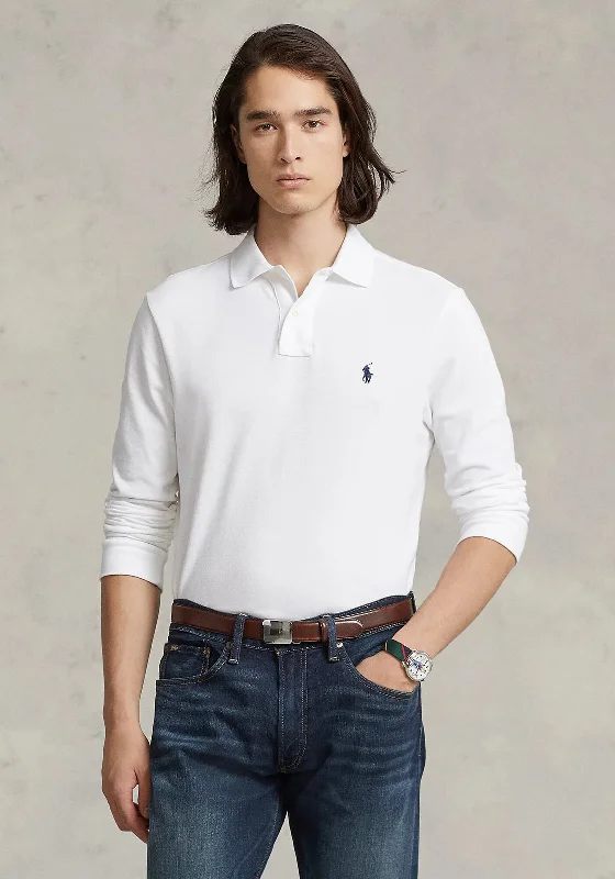 Ralph Lauren Classic Mesh Long Sleeve Polo Shirt, White