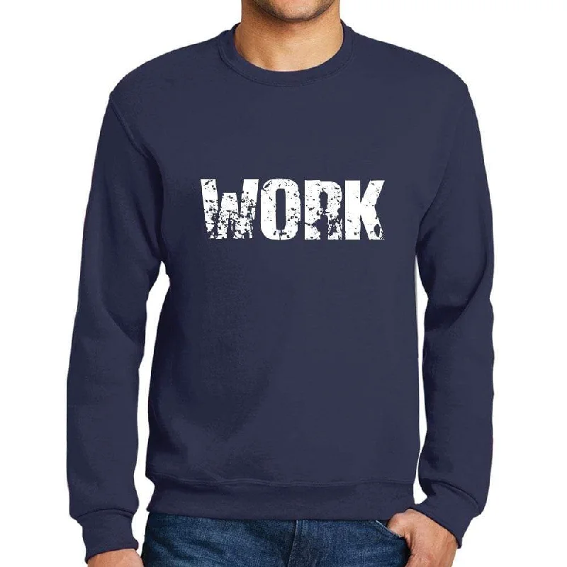 Men's Printed Graphic Sweatshirt Popular Words WORK French Navy