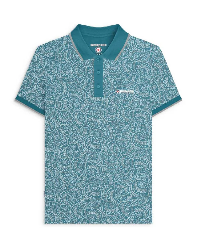 Lambretta Men's SS1513 Paisley Tonal Polo Shirt Gulf Coast