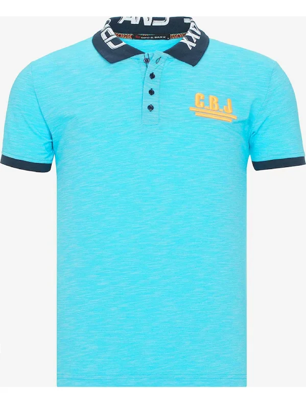 Men's Brand Logo Embroidered Polo Shirt,Blue