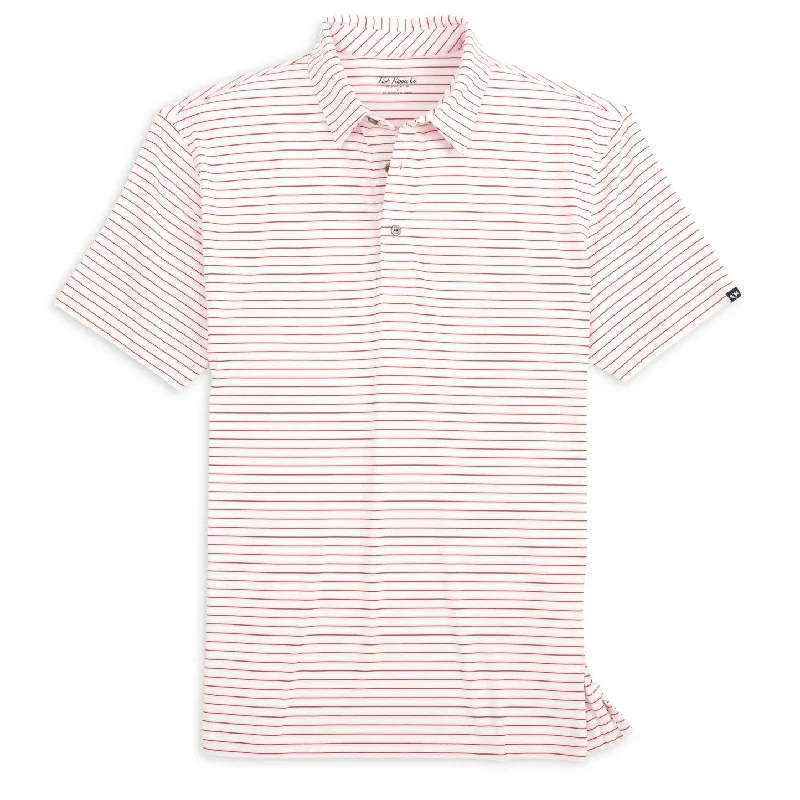 Fish Hippie Knox Stripe Performance Polo RED