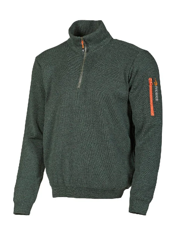 HADAR HALF ZIP, 100% MERINOWOLLE  — RIFLE GREEN