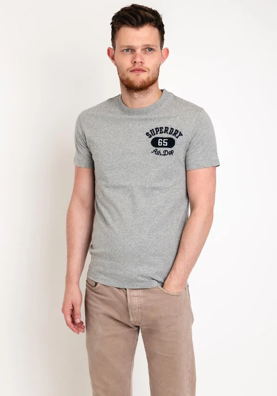 Superdry Embroidered Superstate Athletic Logo T-Shirt, Grey Marl