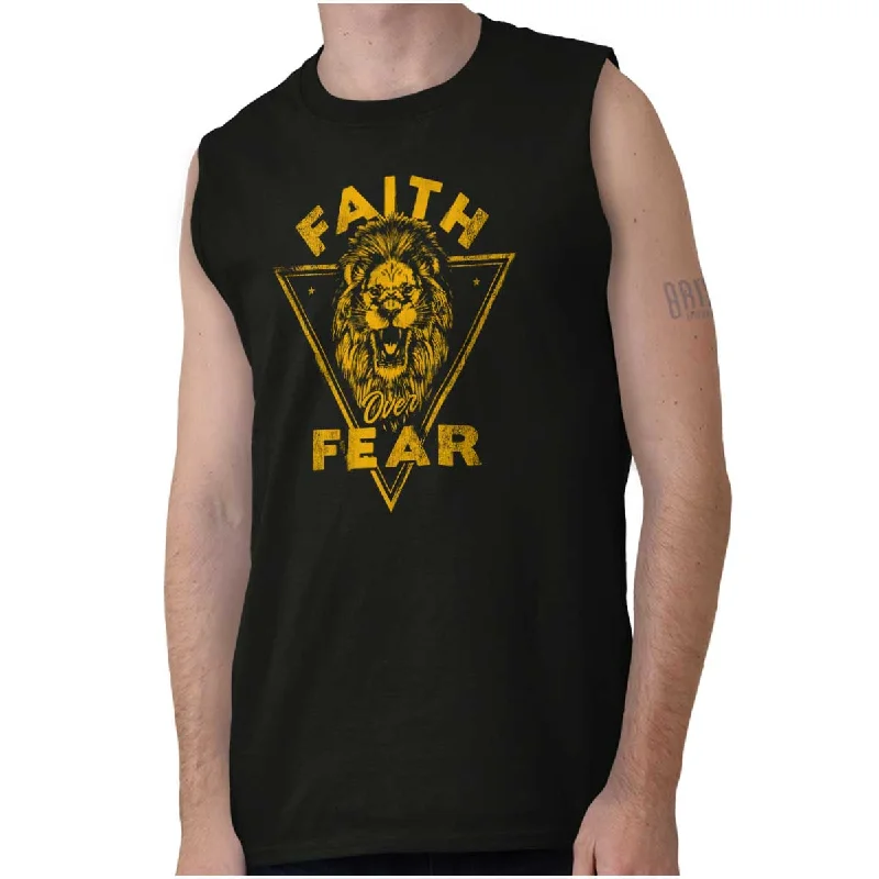 Faith Over Fear Lion Sleeveless T Shirt