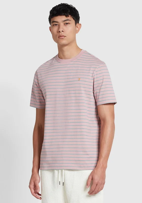 Farah Oakland Stripe T-Shirt, Dark Pink