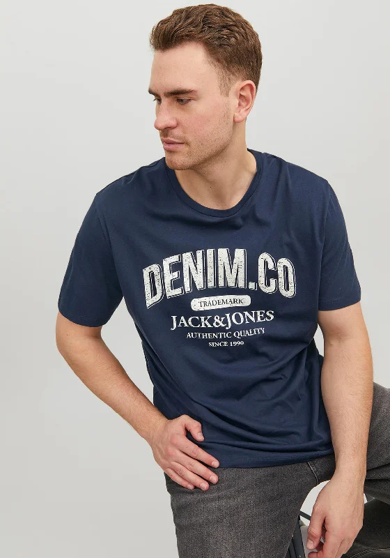 Jack & Jones + Fit O Neck T-Shirt, Navy Blazer