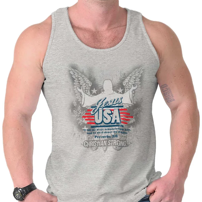 Jesus USA American God Christ Tank Top