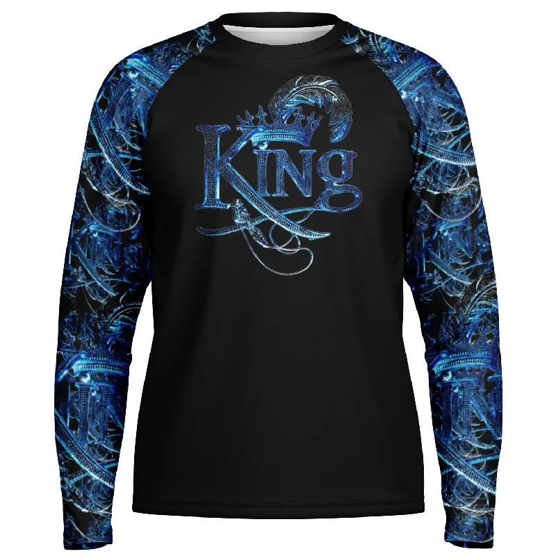 KING 02-01 Black Men's Designer Long Sleeve Performance T-shirt