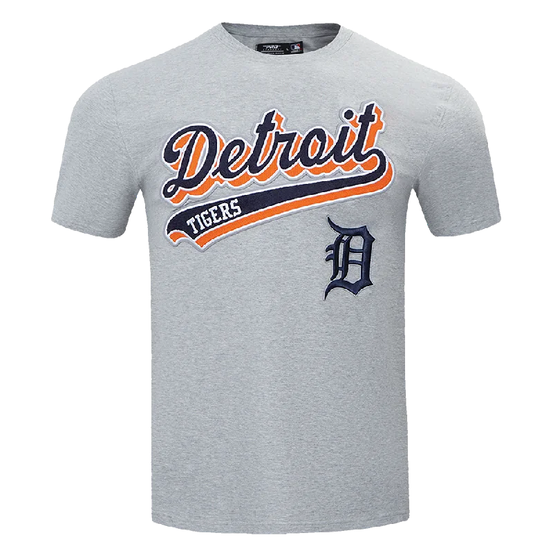 MLB DETROIT TIGERS SCRIPT TAIL MEN'S TOPS (HEATHER GREY)