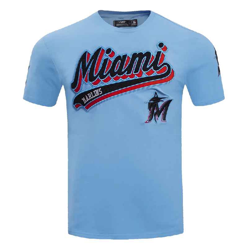 MLB MIAMI MARLINS SCRIPT TAIL MEN'S TOPS (UNIVERSITY BLUE)