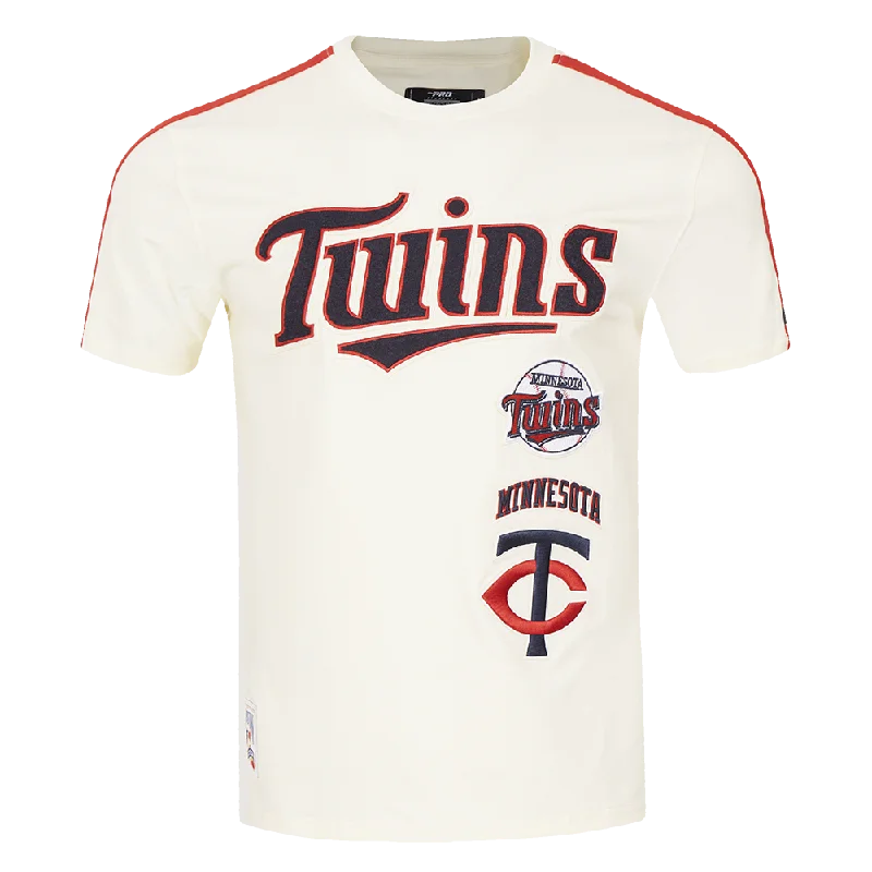 MLB MINNESOTA TWINS RETRO CLASSIC MEN'S STRIPED TOP (EGGSHELL/ RED)