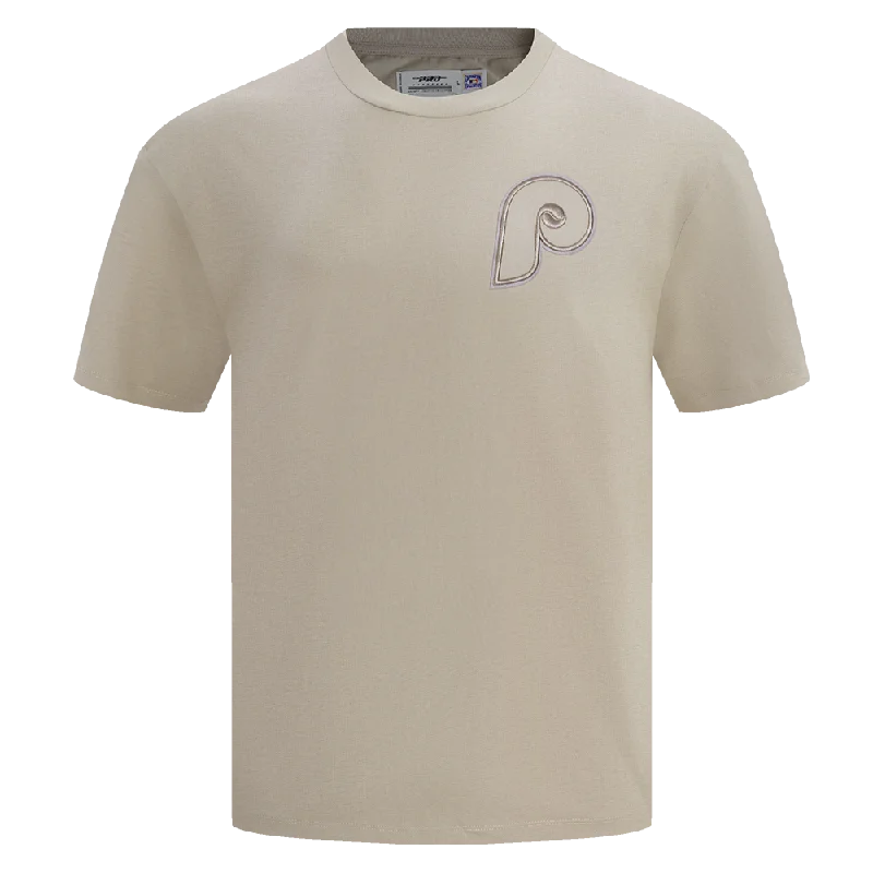 MLB PHILADELPHIA PHILLIES NEUTRAL MEN'S DROP SHOULDER TOP (TAUPE)