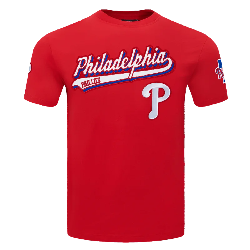 MLB PHILADELPHIA PHILLIES SCRIPT TAIL MEN'S TOPS (RED)