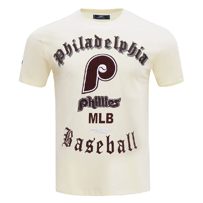 MLB PHILADELPHIA PHILLIES RETRO OLD ENGLISH MEN'S TOP (EGGSHELL)